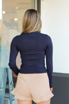 Let's Layer Mock Neck Top-Navy