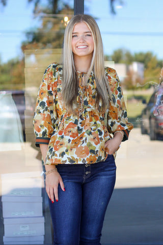 fall florals babydoll top