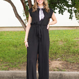 cinched waist short sleeve jumpsuit