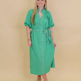 Textured Trim Midi Dress