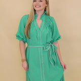 Textured Trim Midi Dress