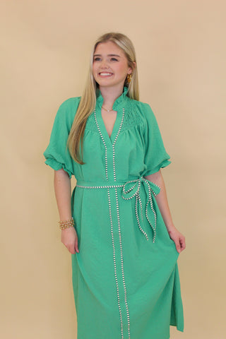 Textured Trim Midi Dress