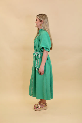 Textured Trim Midi Dress