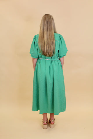 Textured Trim Midi Dress