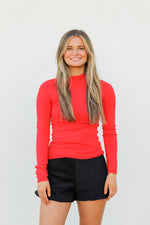 Let's Layer Mock Neck Top-Red