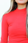 Let's Layer Mock Neck Top-Red