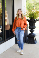 Ready for Fall Pocket Top-Orange