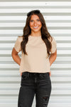 Trendy Crop Tee-Tan