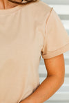 Trendy Crop Tee-Tan