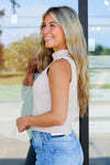 Mock Neck Sweater Tank-Beige