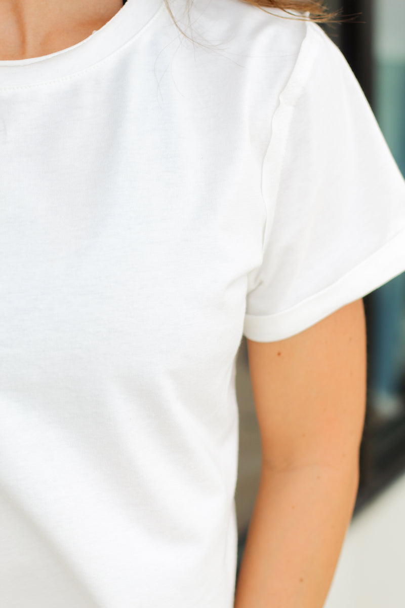 Trendy Crop Tee-White