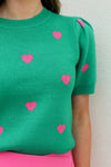 Mini Hearts Top-Green