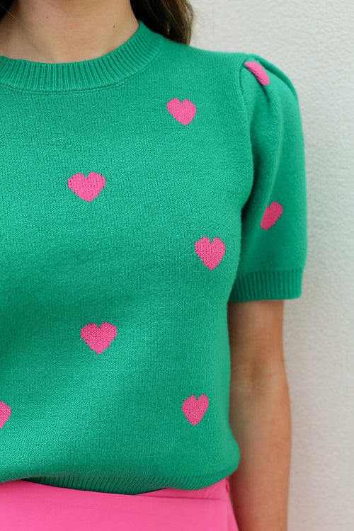 Mini Hearts Top-Green