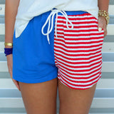 Textured Color Block Shorts