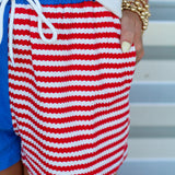 Textured Color Block Shorts
