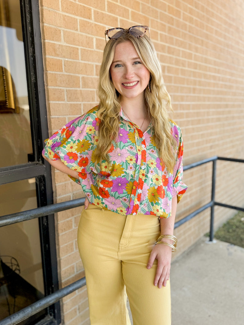 Feeling Retro Button Up Top