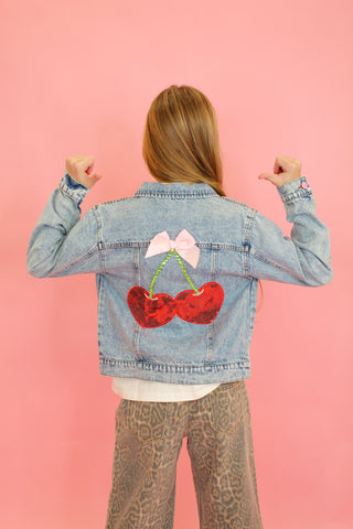 Cherry Bow Denim Jacket
