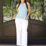 Knitted Button Peplum Tank