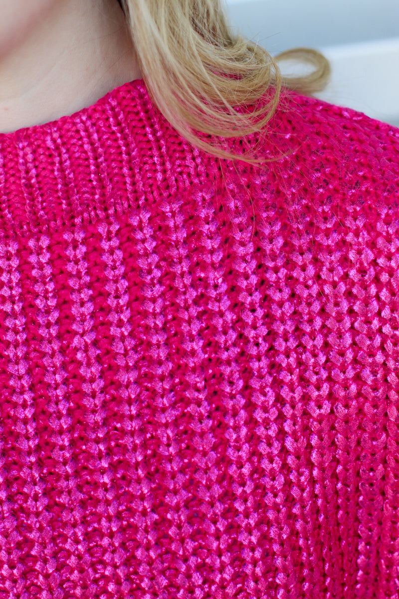 Fancy All Girl Sweater- Hot Pink