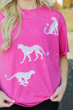 Snow Cheetah Tee-Pink