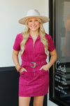 Corduroy Cowgirl Dress-Magenta