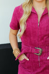 Corduroy Cowgirl Dress-Magenta