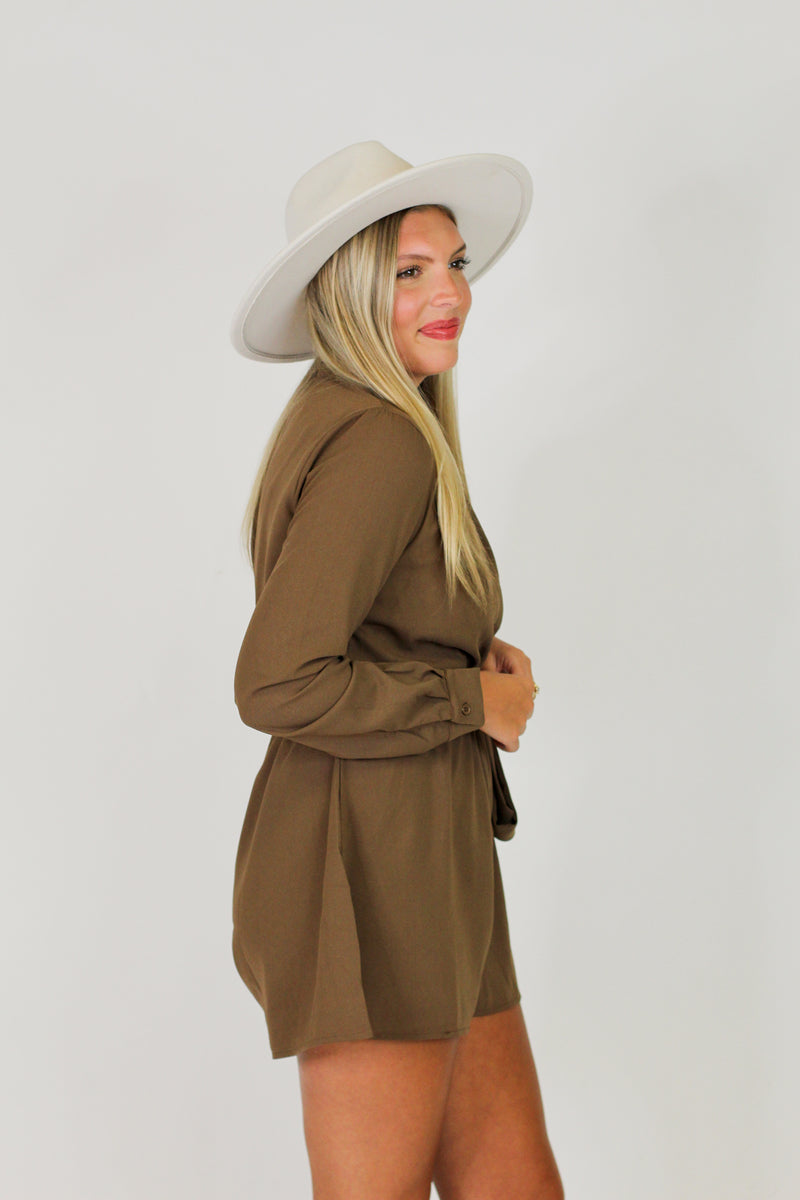 All About You Romper-Brown