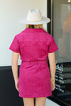 Corduroy Cowgirl Dress-Magenta