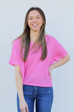 We Love Waffle Knit Top-Pink