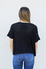 We Love Waffle Knit Top-Black