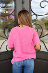Acid Wash Mama Tee-Hot Pink