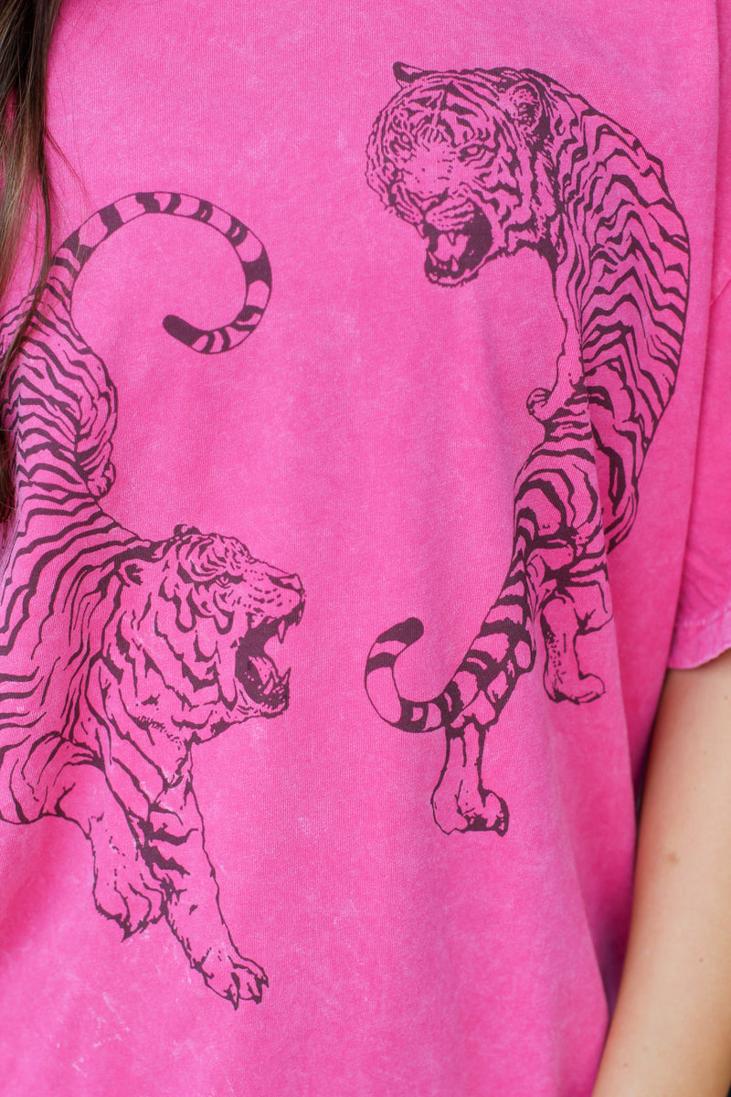Fighting Tigers Tee-Pink