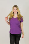 Basic V-Neck Top-Purple