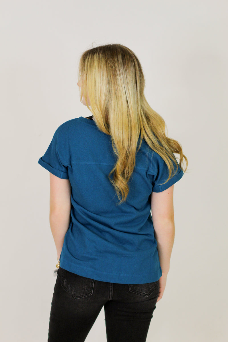 Basic V-Neck Top-Deep Teal