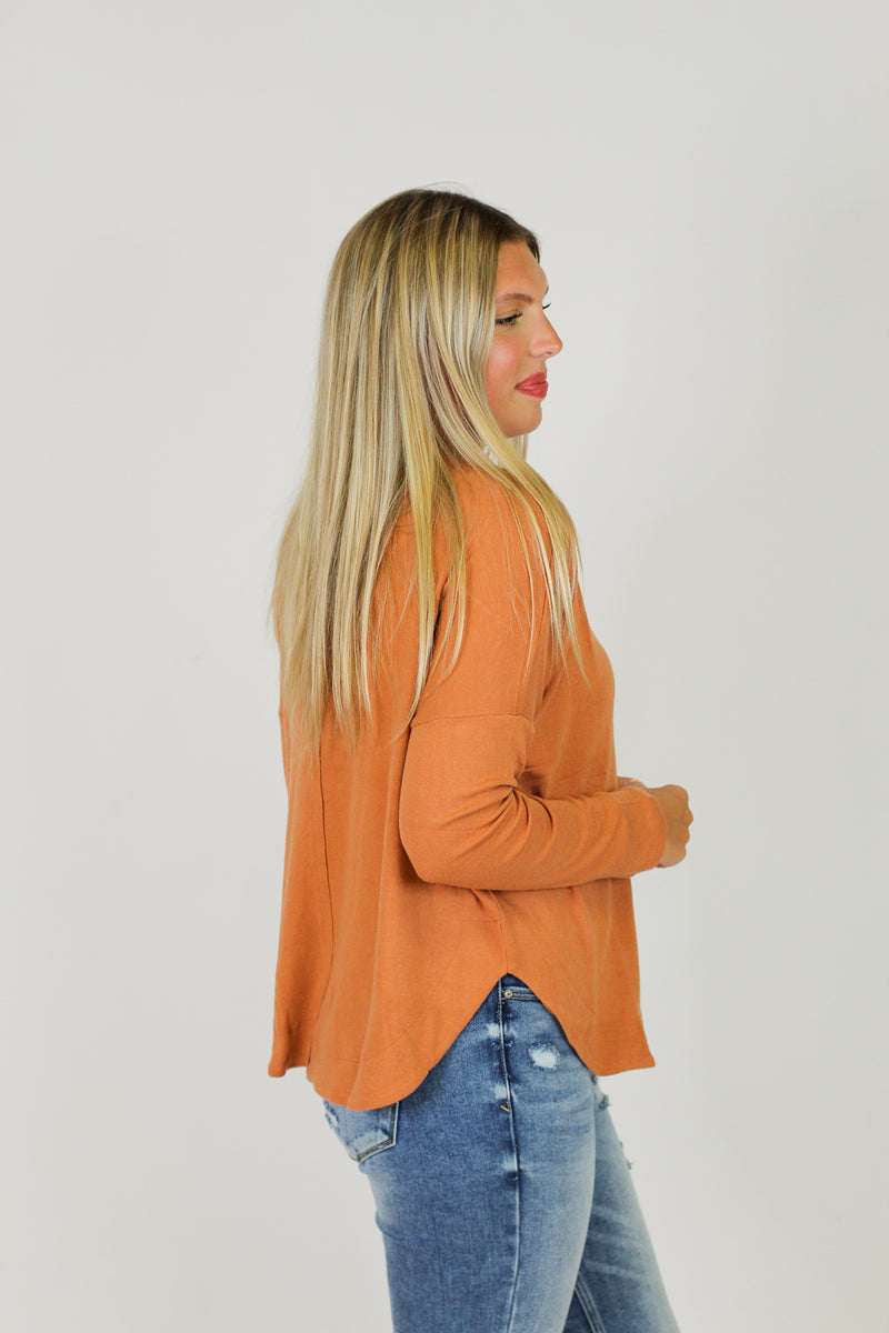 A Great Long Sleeve Top-Camel