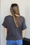 We Love Waffle Knit Top-Charcoal