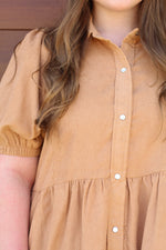 Cutest Corduroy Dress-Camel