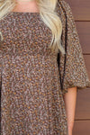 For Real Floral Dress-Brown