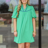 Contrast Piping Dress