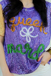 Queen of Mardi Sequin Top-Purple
