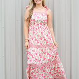 Stripe Detail Floral Midi