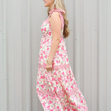 Stripe Detail Floral Midi