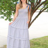 Sweetest Smocked Striped Midi Dress