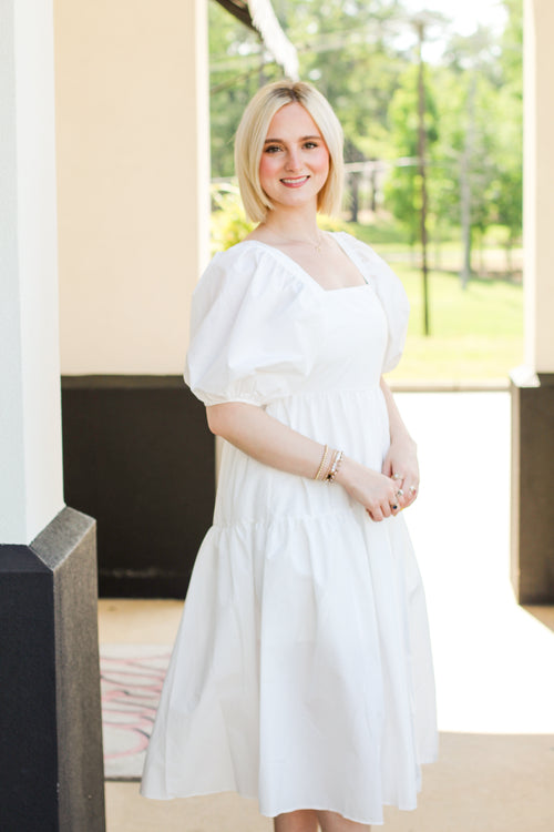So Precious Midi Dress-White