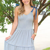 Sweetest Smocked Striped Midi Dress