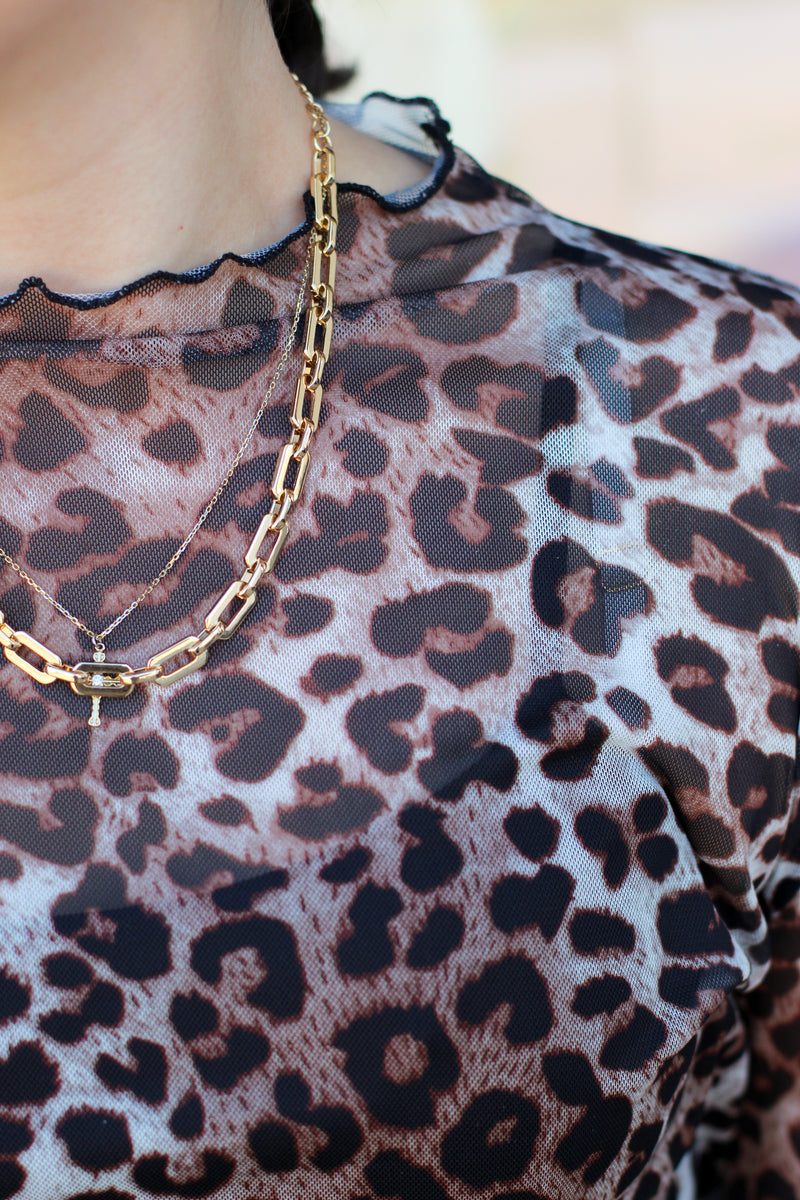 Sheer Leopard Layering Top