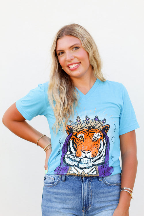 Mr. P's Tiger Queen Tee-Turquoise