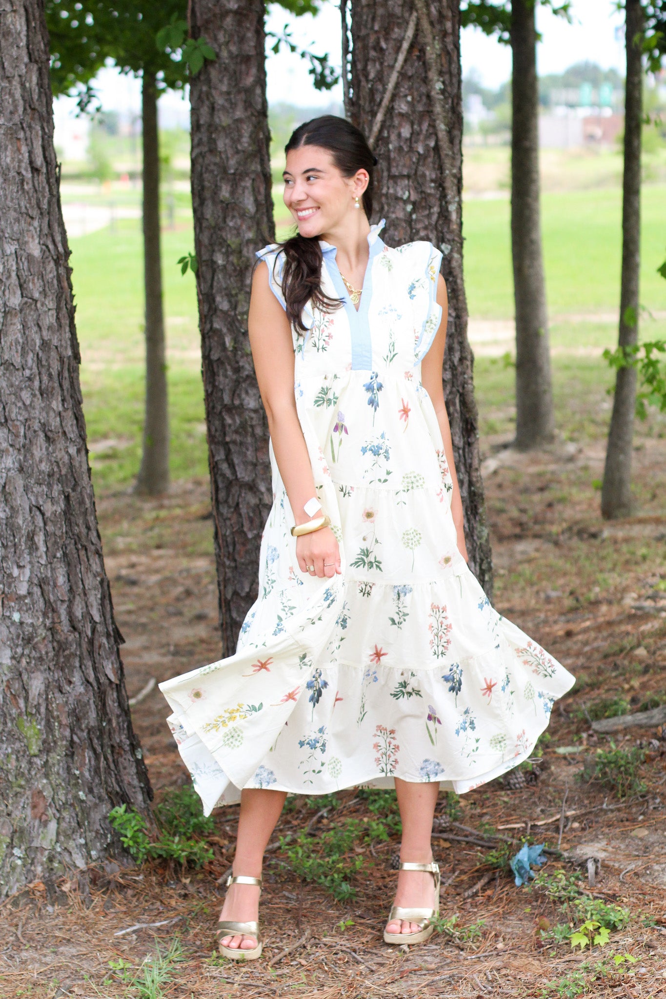 Feminine Florals Midi Dress