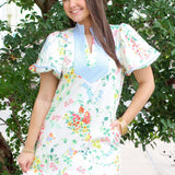 Floral Contrast Trim Midi Dress