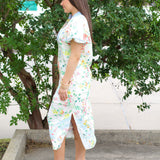 Floral Contrast Trim Midi Dress